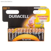 Батарейки Duracell ААA набор 12 шт. LR3-12BL