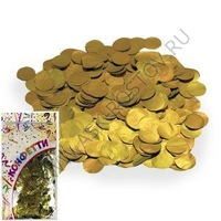 Конфетти фольгированное Круги золото 2 см, 300 гр