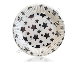 Тарелка бумажная Звезды серебро, 7 см
