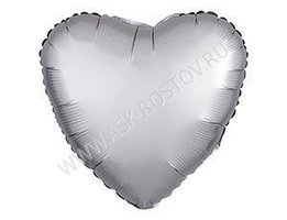 Шар (18''/43 см) Сердце, Сатин Platinum