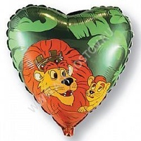 Шар (18''/46 см) Сердце, Король-лев, Зеленый