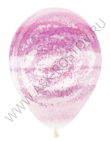 Шар (12''/30 см) Граффити, Розовый муар, Прозрачный, кристалл, 25 шт.