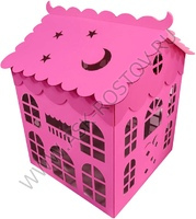 Коробка для воздушных шаров Домик, Розовый, 70*70*70 см, 1 шт.