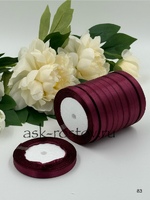 Лента атласная (1,0 см*22,85 м) Бордовый, 1 шт.