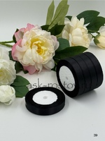 Лента атласная (1,5 см*22,85 м) Черный, 1 шт.