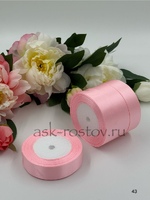 Лента атласная (2,5 см*22,85 м) Нежно-розовый 1 шт.